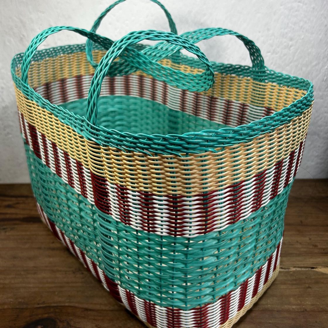 Guatemalan Woven Market Tote Bag - Beach Turquoise - Large