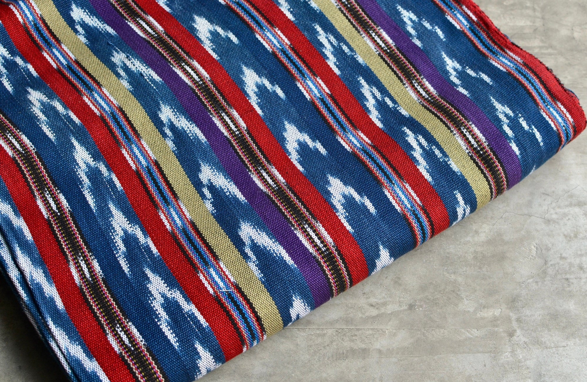 Indigo Flame Ikat - Handwoven Cotton Fabric | Lightweight (Sold by the Yard)