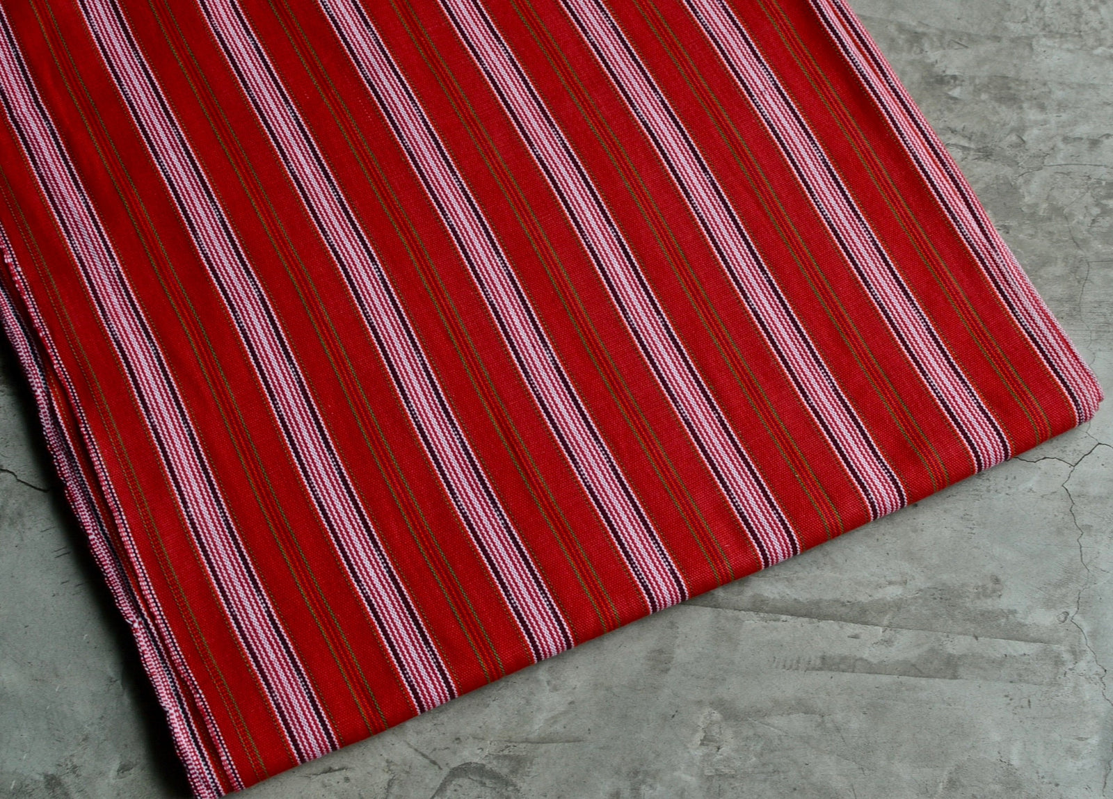 Scarlet Whisper Stripe - Handwoven Cotton Fabric | Lightweight (Sold by the Yard)
