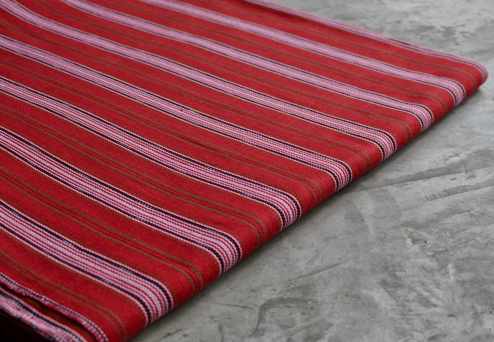 Scarlet Whisper Stripe - Handwoven Cotton Fabric | Lightweight (Sold by the Yard)
