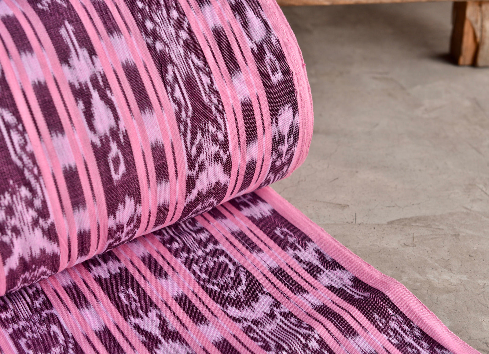 Rosewood Stripe Ikat - Handwoven Cotton Fabric | Lightweight (Sold by the Yard)
