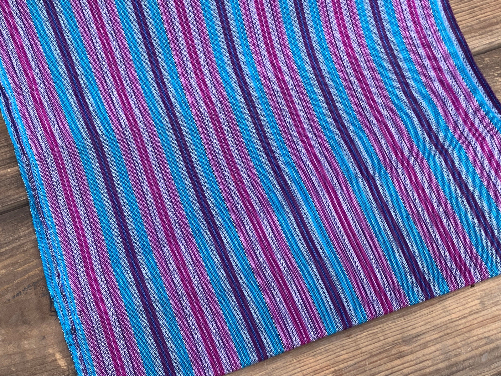 Blueberry Stripe Ikat - Handwoven Cotton Fabric | Lightweight (Sold by the Yard)