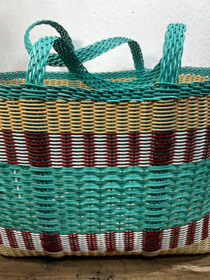 Guatemalan Woven Market Tote Bag - Beach Turquoise - Large