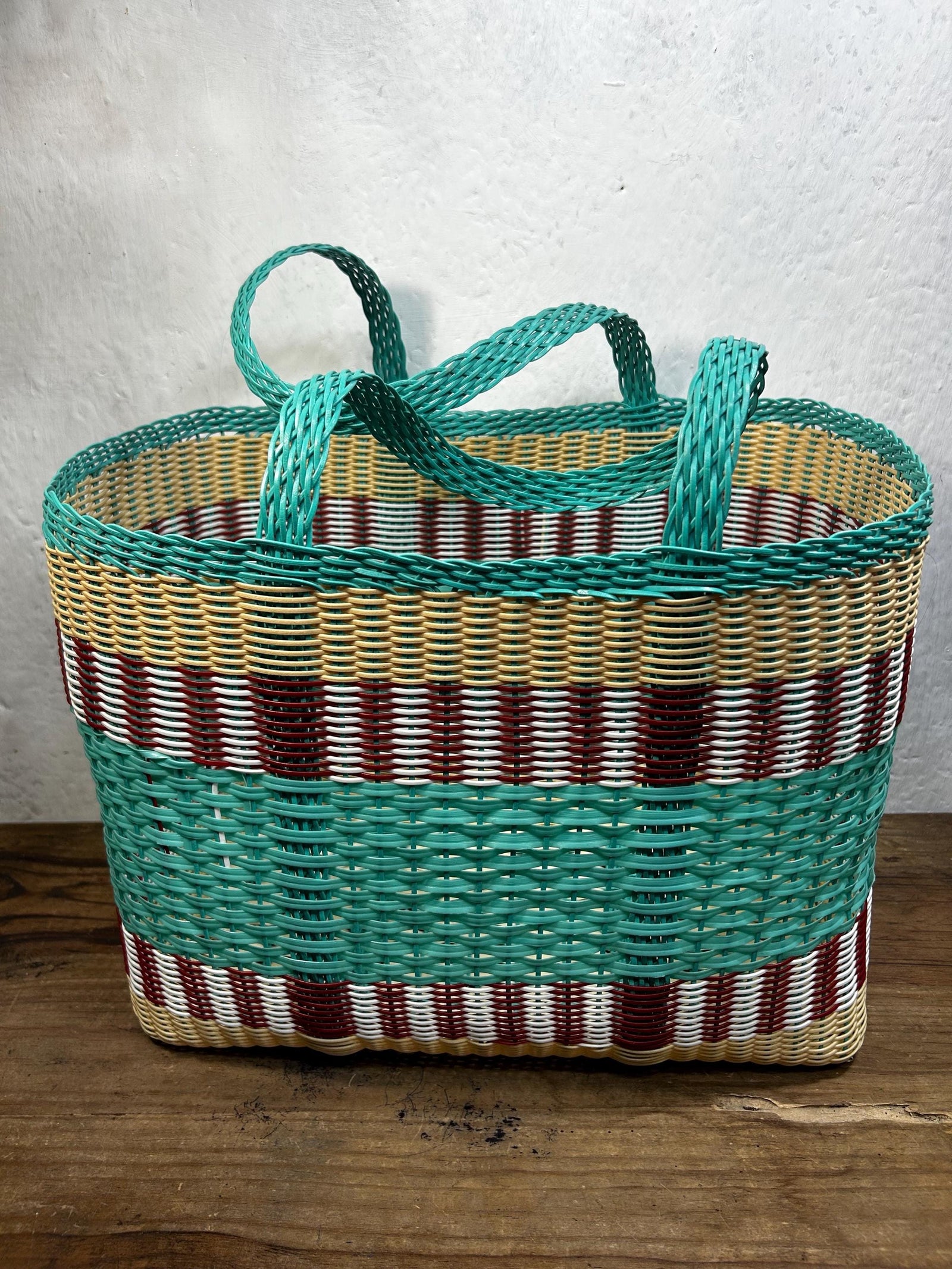 Guatemalan Woven Market Tote Bag - Beach Turquoise - Large