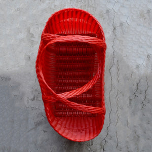 Woven Tote Bag in Red , Medium