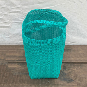 Handmade Guatemalan Woven Tote Bag in Mint, Medium