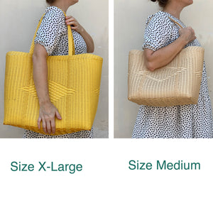 Woven Tote Bag in White , Medium