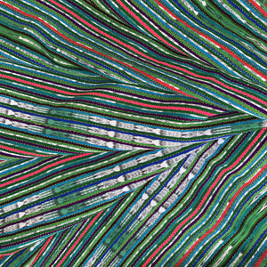 Vintage Handwoven Green Striped Fabric from Guatemala – 5.3 