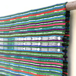 Vintage Handwoven Green Striped Fabric from Guatemala – 5.3 