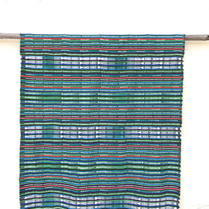 Vintage Handwoven Green Striped Fabric from Guatemala – 5.3 