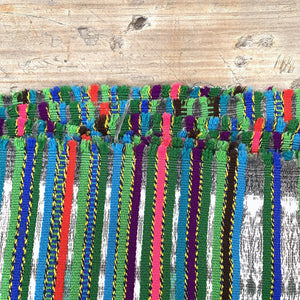 Vintage Handwoven Green Striped Fabric from Guatemala – 5.3 