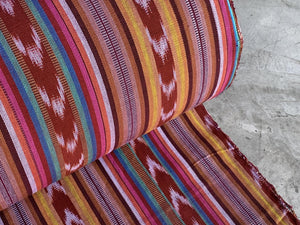 Handwoven Mayan Cotton Fabric in Vertical Stripe 