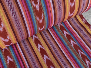 Handwoven Mayan Cotton Fabric in Vertical Stripe 