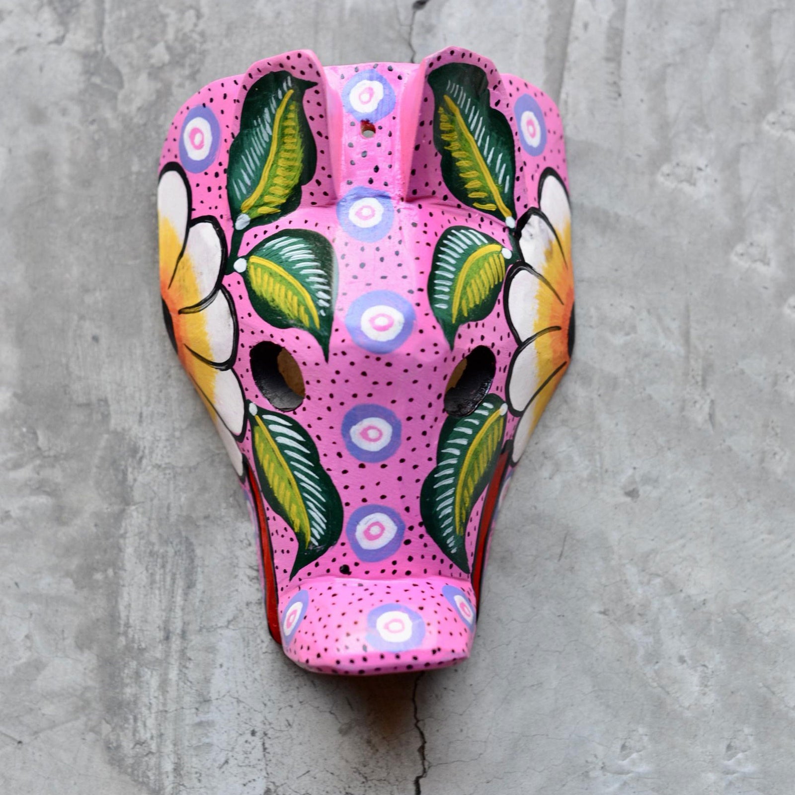 Pink Pig Wooden Mask