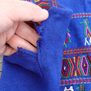 Electro Blue Vintage Ethnic Huipil Top