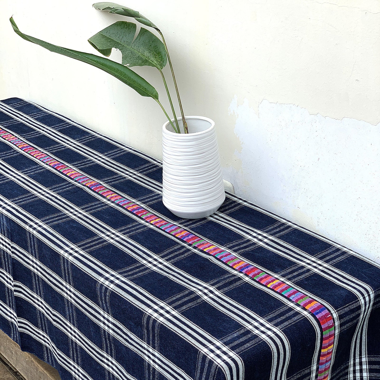 Blue Plaid Vintage Canvas Textile